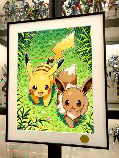 【週邊】星空工作室－寶可夢 伊布皮卡丘  裝飾畫2