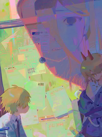 【週邊】星空工作室－鏈鋸人 小電次小帕瓦 裝飾畫4