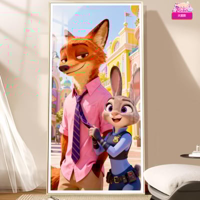 【週邊】阿喵畫社－動物方程式 尼克＆茱蒂 大竪款 裝飾畫2