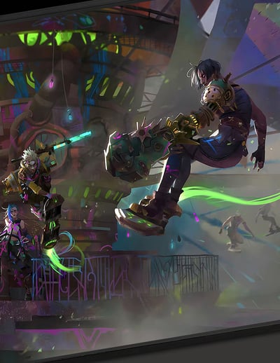 【週邊】千鳥社-英雄聯盟雙城之戰jinx金克絲艾克裝飾畫滑鼠墊3