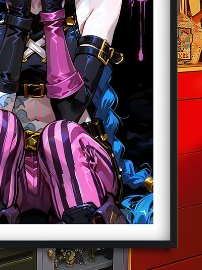 【週邊】巴洛克－英雄聯盟 粉色金克絲 裝飾畫&冰箱貼3