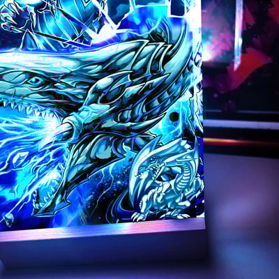 【週邊】阿喵畫社－遊戲王 青眼白龍 發光透明卡磚3