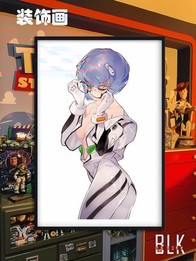 【週邊】巴洛克－新世紀福音戰士 閉眼綾波麗 明日香 裝飾畫&冰箱貼2