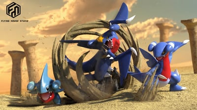 【寶可夢】飛鼠-Studio-圖鑑比例 圓陸鯊組1