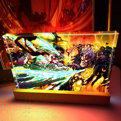 【週邊】阿喵畫社－索隆VS燼 發光展示磚2