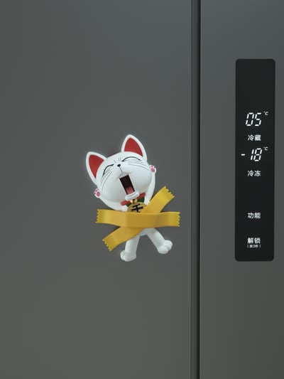 【膽大黨】WAWA studio-高速婆婆招財貓吃漢堡 冰箱貼 手機支架5