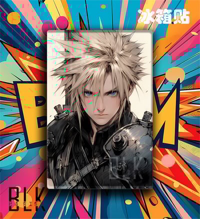 【週邊】巴洛克－最終幻想VII 克勞德 裝飾畫&冰箱貼5