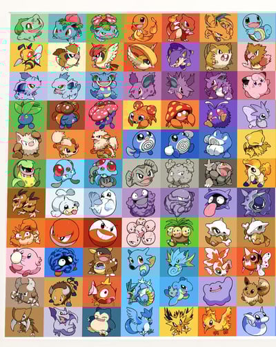 【週邊】H2工作室-寶可夢第一代 神奇寶貝皮卡丘耿鬼伊布超夢幻禦三家裝飾畫4