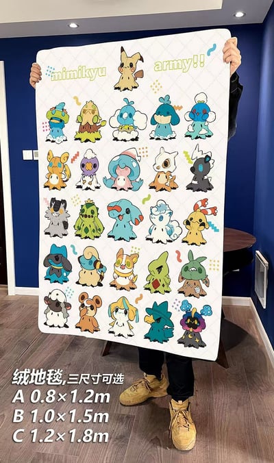【週邊】千鳥社-精靈寶可夢謎擬丘皮卡丘卡拉卡拉午睡毯地毯裝飾畫6
