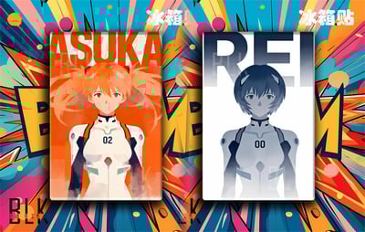 【週邊】巴洛克－新世紀福音戰士 明日香&零 裝飾畫&冰箱貼4