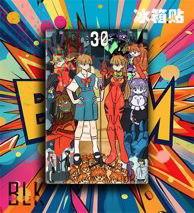 【週邊】巴洛克－新世紀福音戰士 百變明日香 裝飾畫 & 冰箱貼5