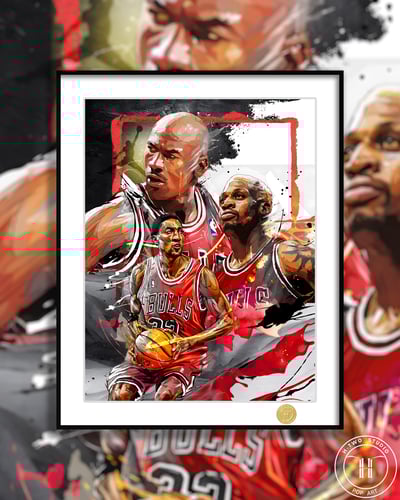 【週邊】H2工作室-OG 公牛三巨頭 喬登皮朋羅德曼NBA公牛裝飾畫1