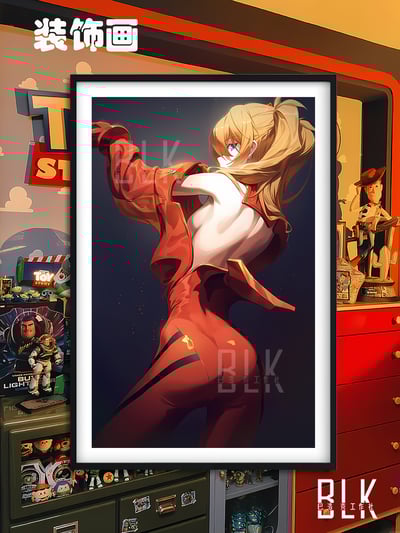 【週邊】巴洛克－新世紀福音戰士 明日香背影 裝飾畫&冰箱貼1