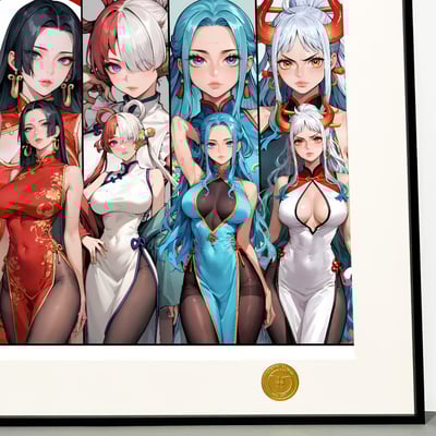 【週邊】H2工作室-海賊王 旗袍女團 女帝娜美羅賓大與烏塔裝飾畫3