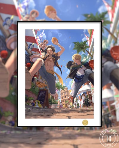 【週邊】H2工作室-三兄弟 海賊王路飛艾斯薩博動漫裝飾畫1