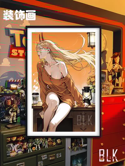 【週邊】巴洛克－鏈鋸人 咖啡帕瓦 裝飾畫＆冰箱貼1