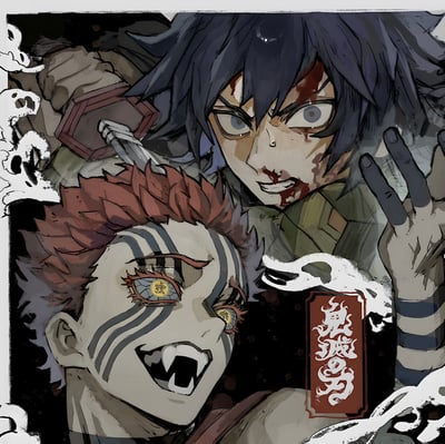 【週邊】H2工作室-三人戰 鬼滅之刃無限城篇猗窩座富岡義勇灶門炭治郎裝飾畫3