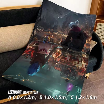 【週邊】千鳥社-英雄聯盟雙城之戰jinx金克絲艾克午睡毯地毯裝飾畫5