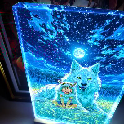 【週邊】阿喵畫社－宮崎駿 幽靈公主 月光 發光卡磚2