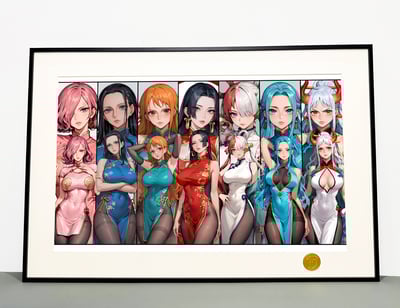 【週邊】H2工作室-海賊王 旗袍女團 女帝娜美羅賓大與烏塔裝飾畫4