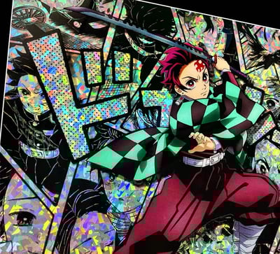 【週邊】千鳥社-漫畫碎彩鐳射系列 第一彈 鬼滅之刃灶門炭治郎漫畫炫彩鐳射穀子海報裝飾畫9