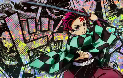 【週邊】千鳥社-漫畫碎彩鐳射系列 第一彈 鬼滅之刃灶門炭治郎漫畫炫彩鐳射穀子海報裝飾畫7