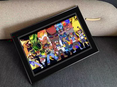 【週邊】千鳥社-歷代小智王牌寶可夢噴火龍皮卡丘甲賀忍蛙裝飾畫4