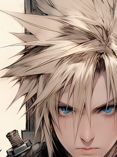 【週邊】巴洛克－最終幻想VII 克勞德 裝飾畫&冰箱貼2