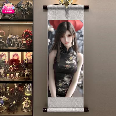 【週邊】阿喵畫社-旗袍 蒂法捲軸畫2