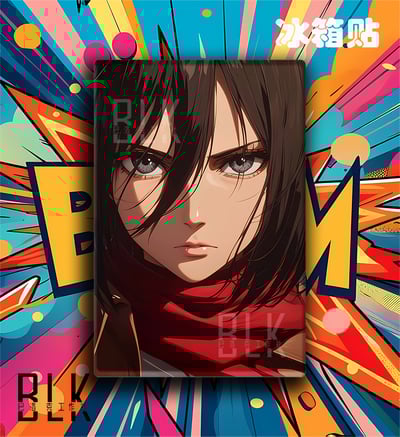 【週邊】巴洛克－進擊的巨人 三笠頭像 裝飾畫 & 冰箱貼4