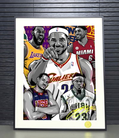 【週邊】H2工作室-勒布朗詹姆斯 NBA湖人騎士熱火詹姆斯老詹裝飾畫2