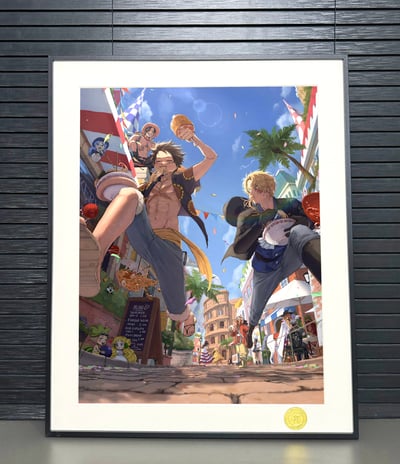 【週邊】H2工作室-三兄弟 海賊王路飛艾斯薩博動漫裝飾畫2