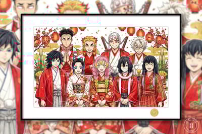 【週邊】H2工作室－鬼滅之刃 新年九柱 裝飾畫1