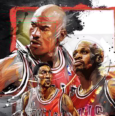 【週邊】H2工作室-OG 公牛三巨頭 喬登皮朋羅德曼NBA公牛裝飾畫4