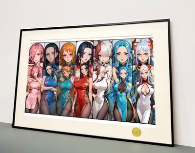 【週邊】H2工作室-海賊王 旗袍女團 女帝娜美羅賓大與烏塔裝飾畫5