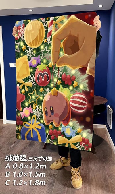 【週邊】千鳥社-星之卡比Kirby聖誕節睡毯地毯裝飾畫6