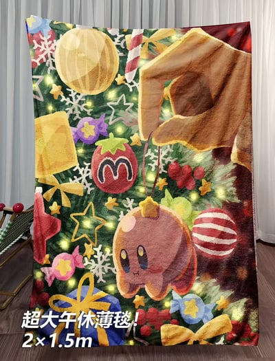 【週邊】千鳥社-星之卡比Kirby聖誕節睡毯地毯裝飾畫3