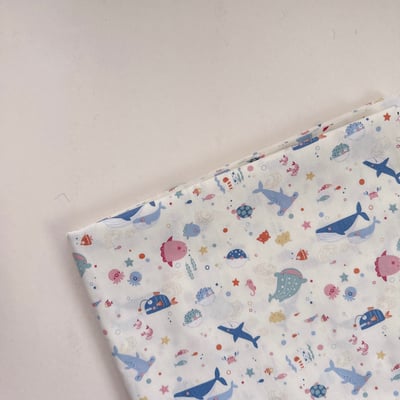 【 選布 】白底海底世界（日本加價布款）601