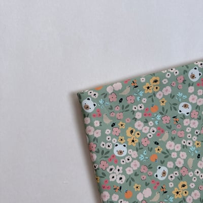 【 選布 】碎花小熊 - 下單備註顏色（綠底/黃底）1