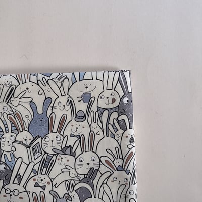 【 選布 】線條兔兔- 帆布材質 下單備註顏色（白底/綠底）1