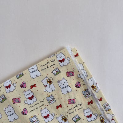 【 選布 】黃底相機狗狗1