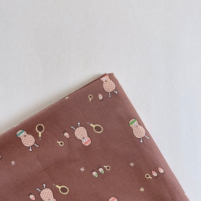 【 選布 】花生打網球 - 下單備註顏色（黃底/咖底）2