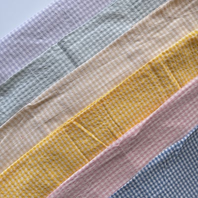 【 選布 】格子皺皺紗 - 下單備註顏色（紫/藍綠/淺黃/亮黃/粉/深藍）1