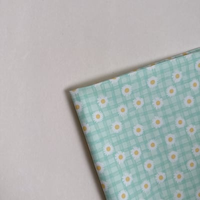 【 選布 】雛菊藍綠格 481