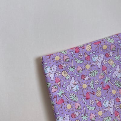 【 選布 】紫底繽紛熊（加拿大加價布款）401