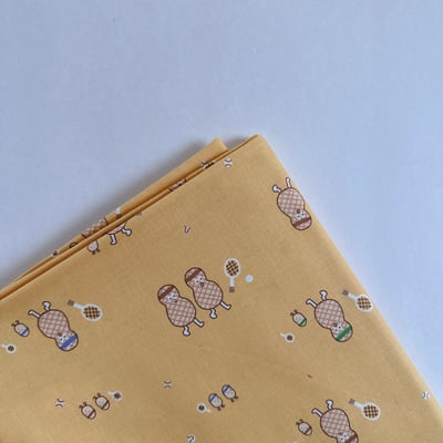 【 選布 】花生打網球 - 下單備註顏色（黃底/咖底）1