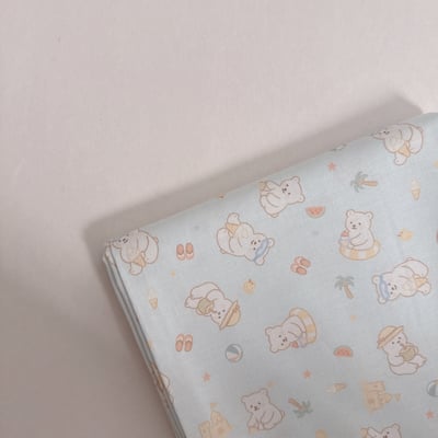 【 選布 】藍底泳圈熊 36 （台灣布）1