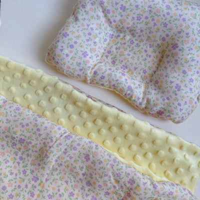 安撫豆豆毯＋方枕 - 小碎花（此款表布人造絲）1