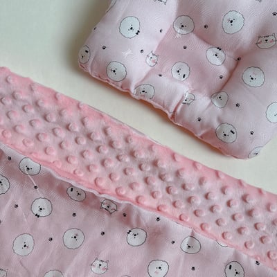 安撫豆豆毯＋方枕 - 狗狗（此款表布人造絲）1