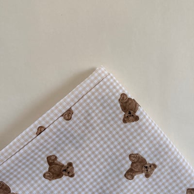 【 選布 】格子泰迪二層紗材質 - 下單備註顏色（粉/藍/卡其)2